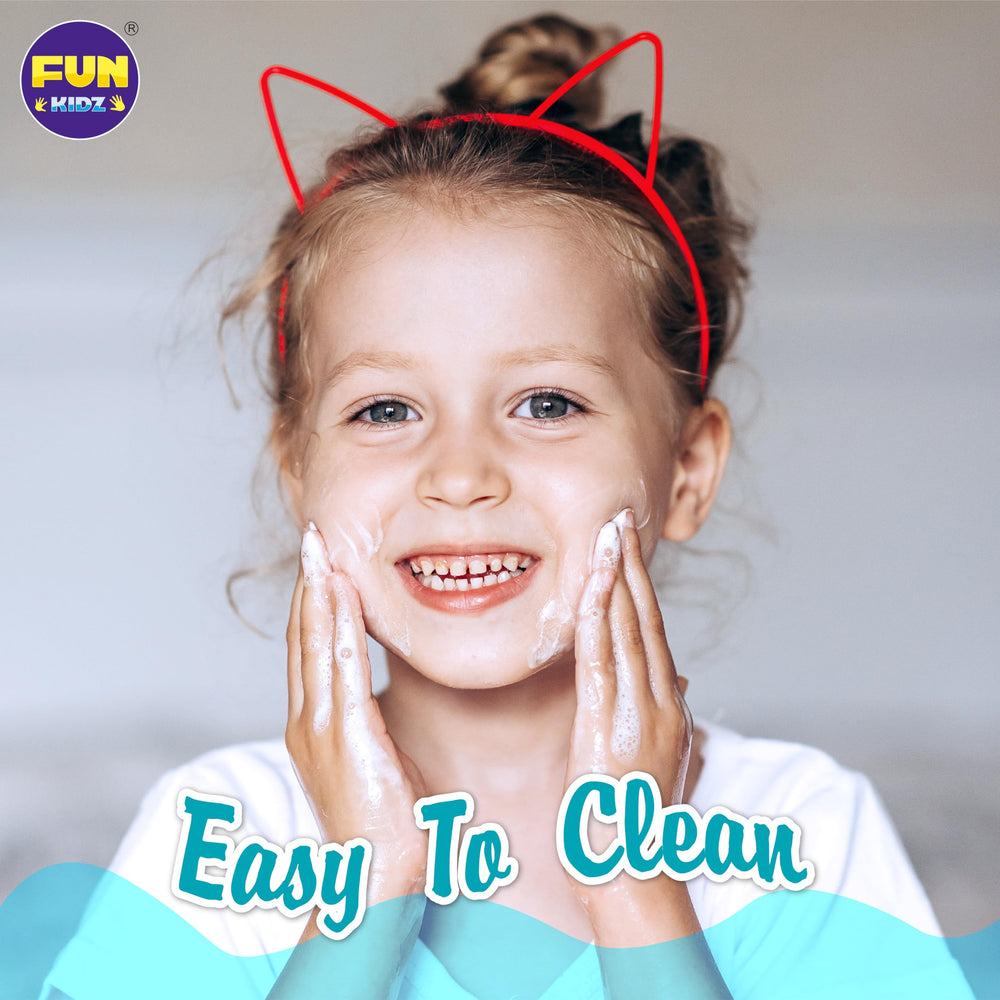 FUNKIDZ face blushes add rosy color for pretend cosmetics sessions.