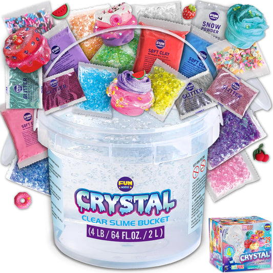 FUNKIDZ glassy clear slime bucket, perfect for travel and hands-on play.