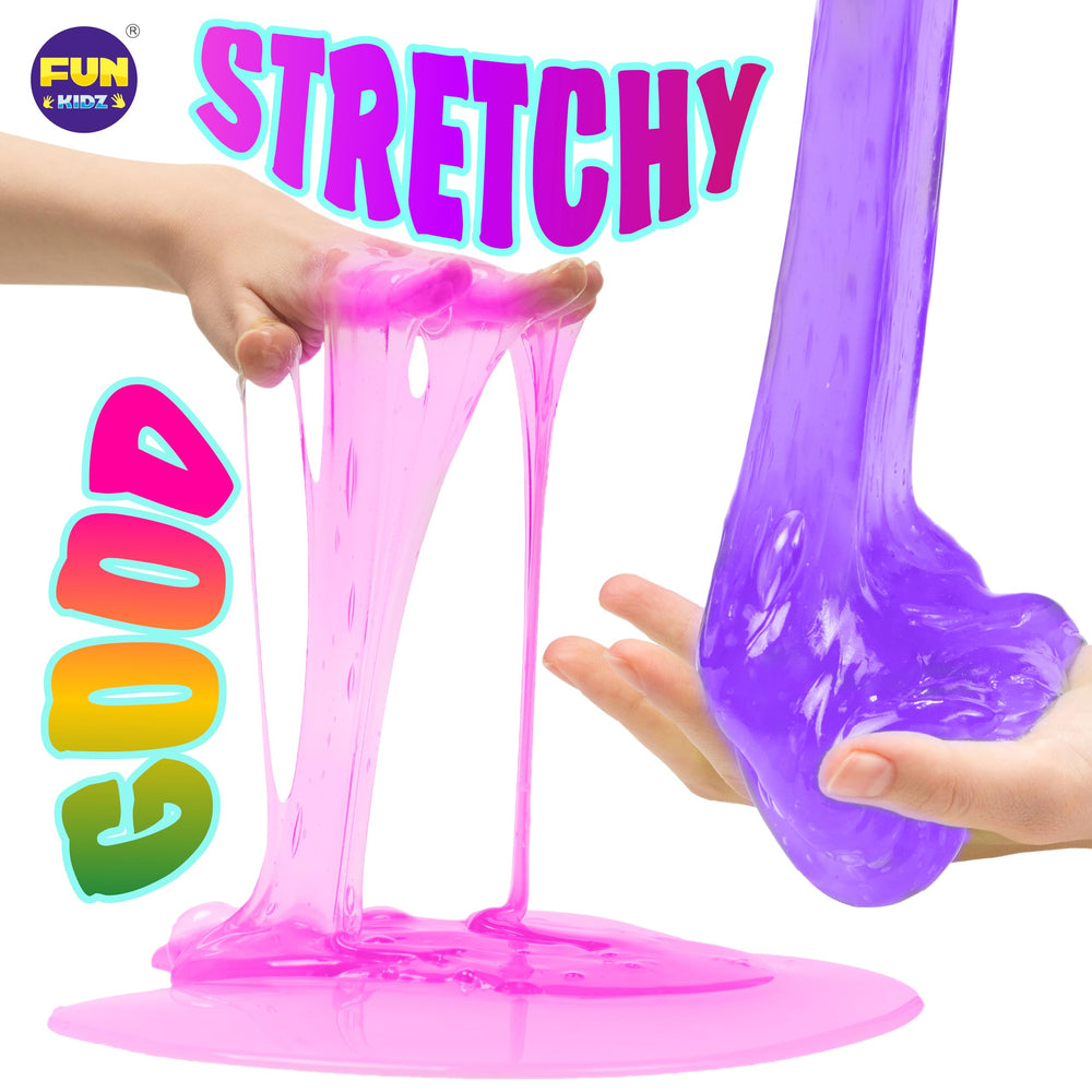 FunKidz glitter, snow, cloud slimes offer varied play experiences.