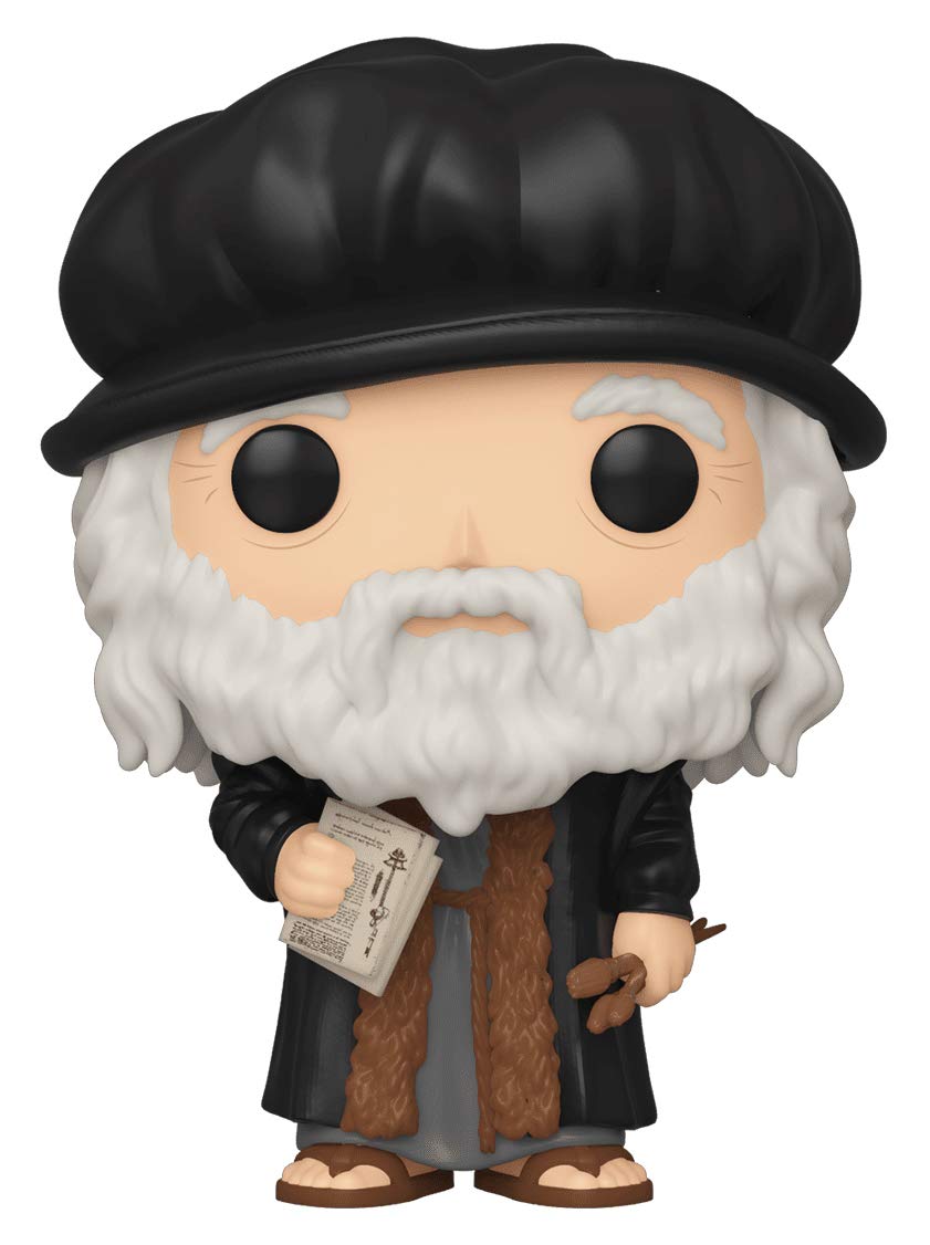Funko Pop! Artists Leonardo Davinci figure posing for display, ideal collectible shelf accent.