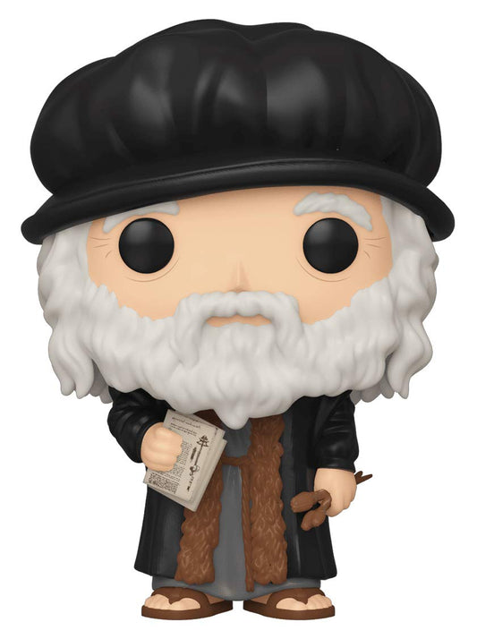 Funko Pop! Artists Leonardo Davinci figure posing for display, ideal collectible shelf accent.