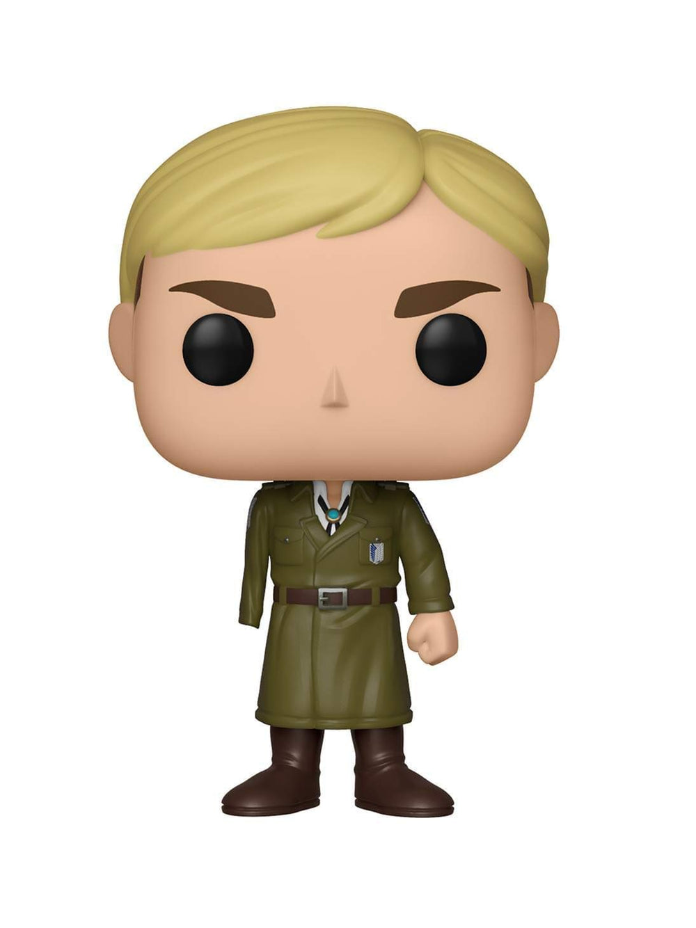 Attack on Titan Erwin pop vinyl showcases dynamic pose for shelf display.
