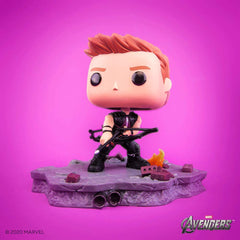 Detailed Hawkeye sculpt with dynamic pose for display.