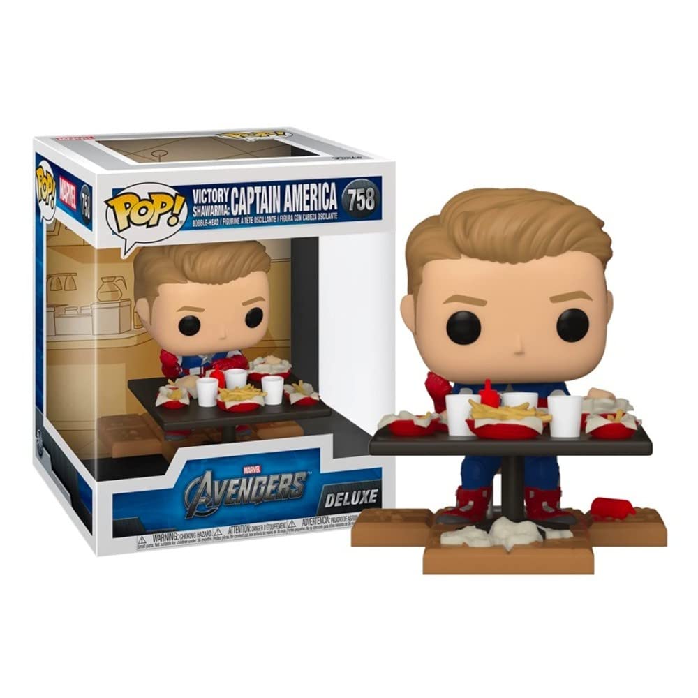 Funko Avengers Victory Shawarma scene figure, Captain America, ideal for display with other Avengers sets.