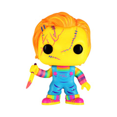 Funko Bride of Chucky glows under UV light, enhancing horror diorama appeal