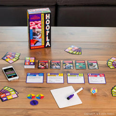 Funko Cranium Hoopla cards spread displaying 300 diverse prompts for teams.