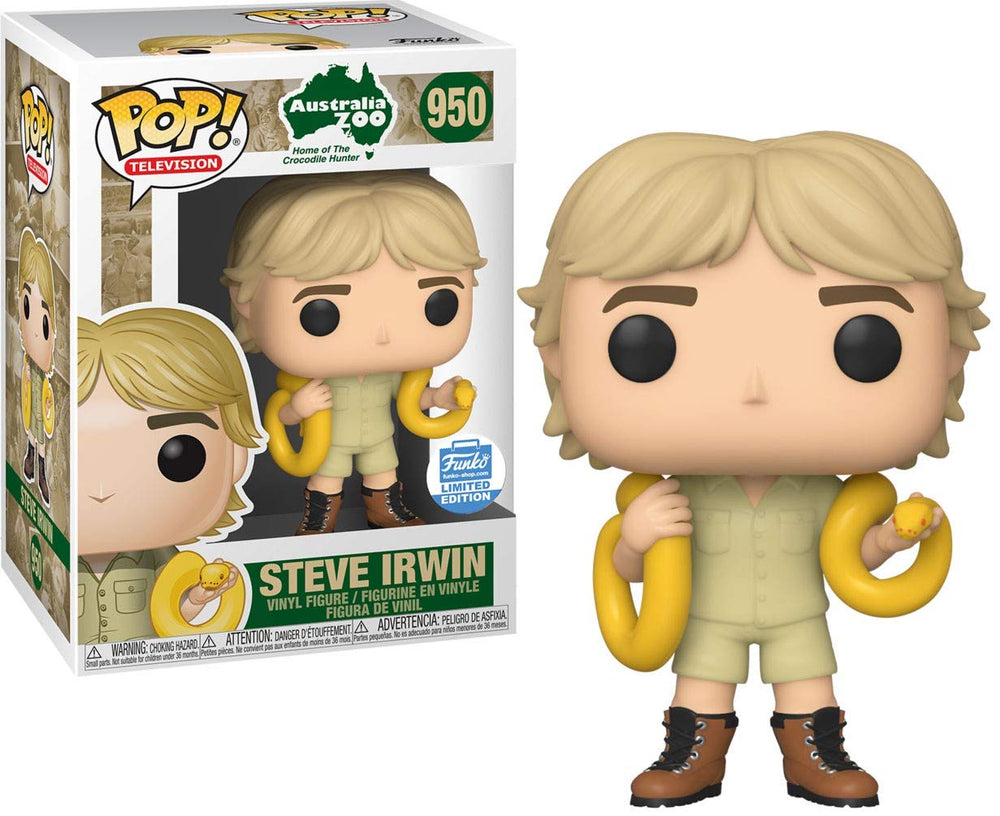 Funko POP Steve Irwin with snake exclusive figure for display and collector's delight.
