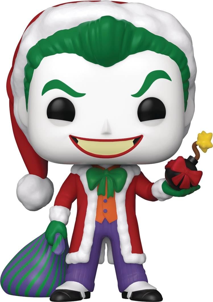 Funko Joker as Santa vinyl figure for holiday display and DC collectors.