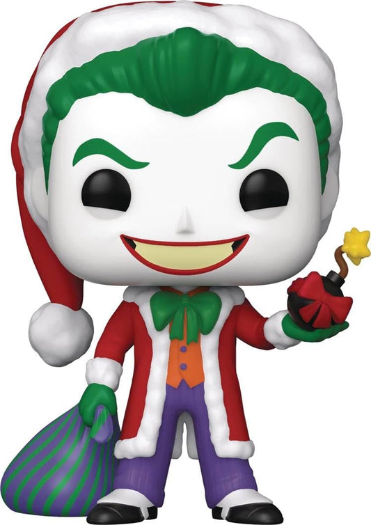 Funko Joker as Santa vinyl figure for holiday display and DC collectors.