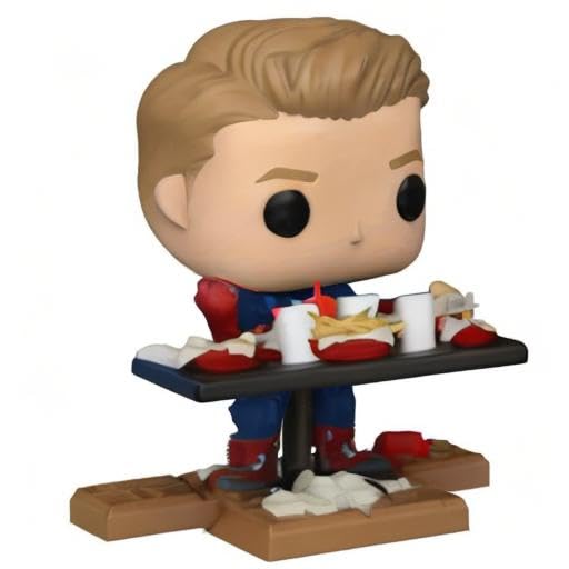 Funko Deluxe Captain America vinyl bobblehead, compact display base for shelf or desk.
