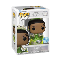 Premium vinyl Funko Tiana figure highlighting D100 celebration colors.