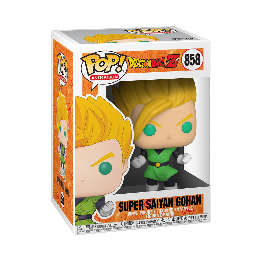 Funko Pop! Dragon Ball Z Super Saiyan Gohan front view ideal for shelf display.