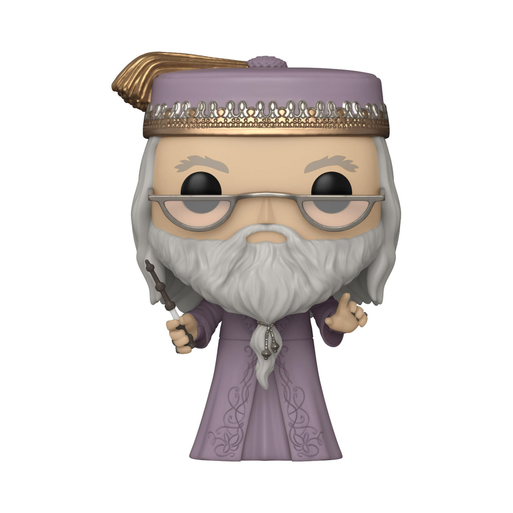 Funko Dumbledore Pop packaging shown in window box for gifting appeal.