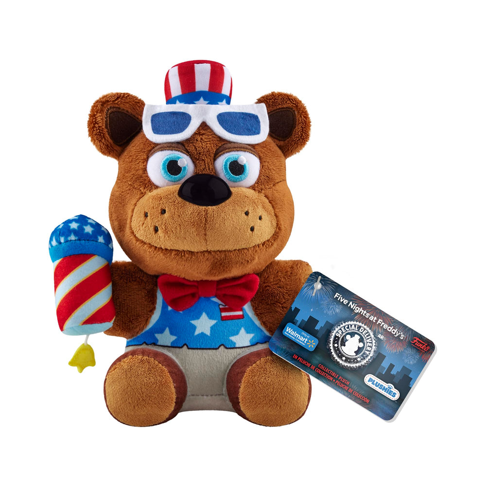 Funko Firework Freddy plush 8-inch height for display shelves.