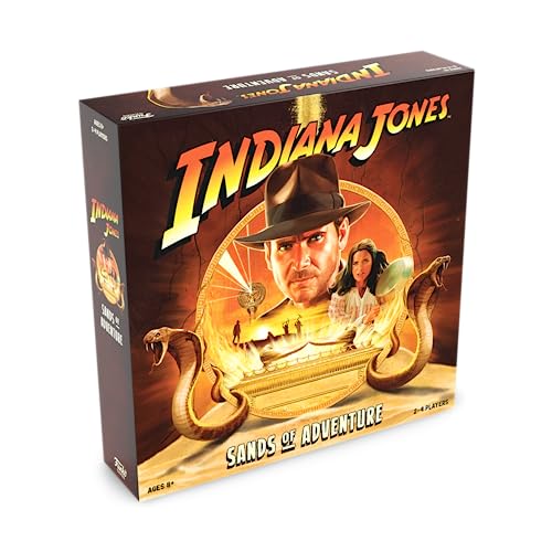 Funko Games Indiana Jones Sands of Adventure swinging sand timer adds suspense to playtime.