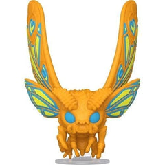 Funko Godzilla Mothra Black Light Pop under UV light reveals neon accents on display