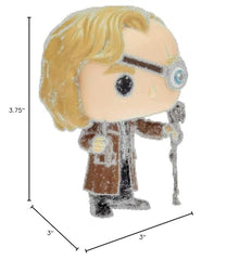 Funko Pop! Mad-Eye Moody figure on a shelf, 3.75 inches tall for compact display.