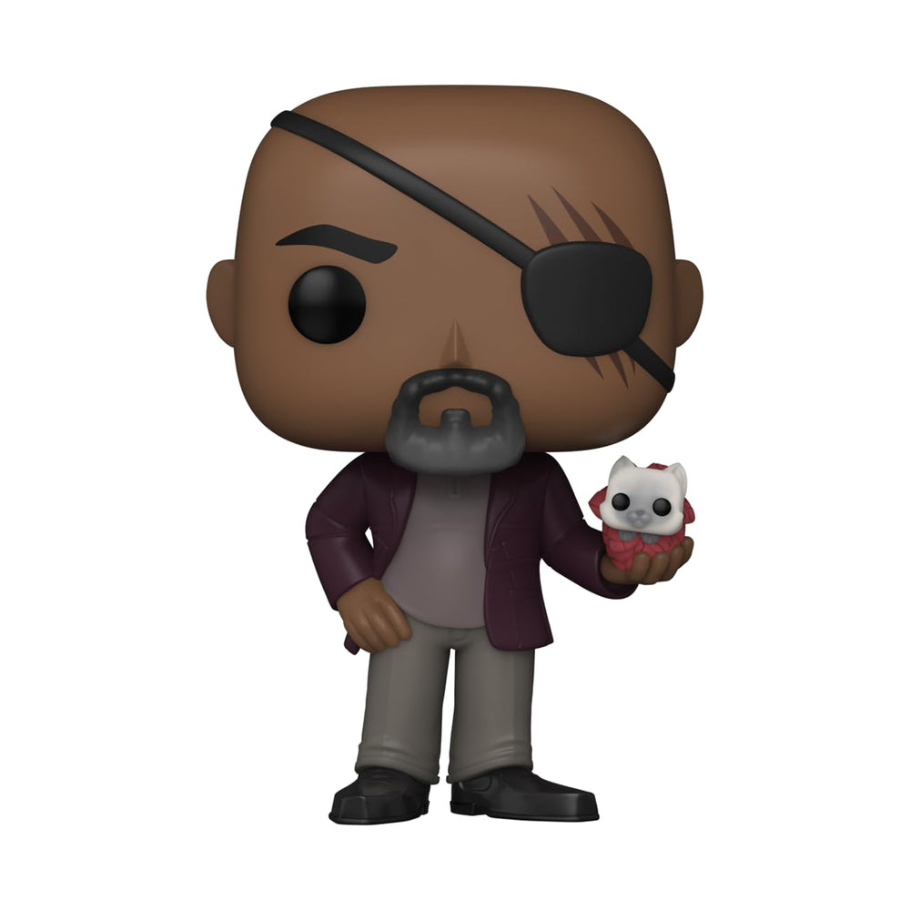 Funko Nick Fury with Flerkitten bobblehead adds charm to shelves