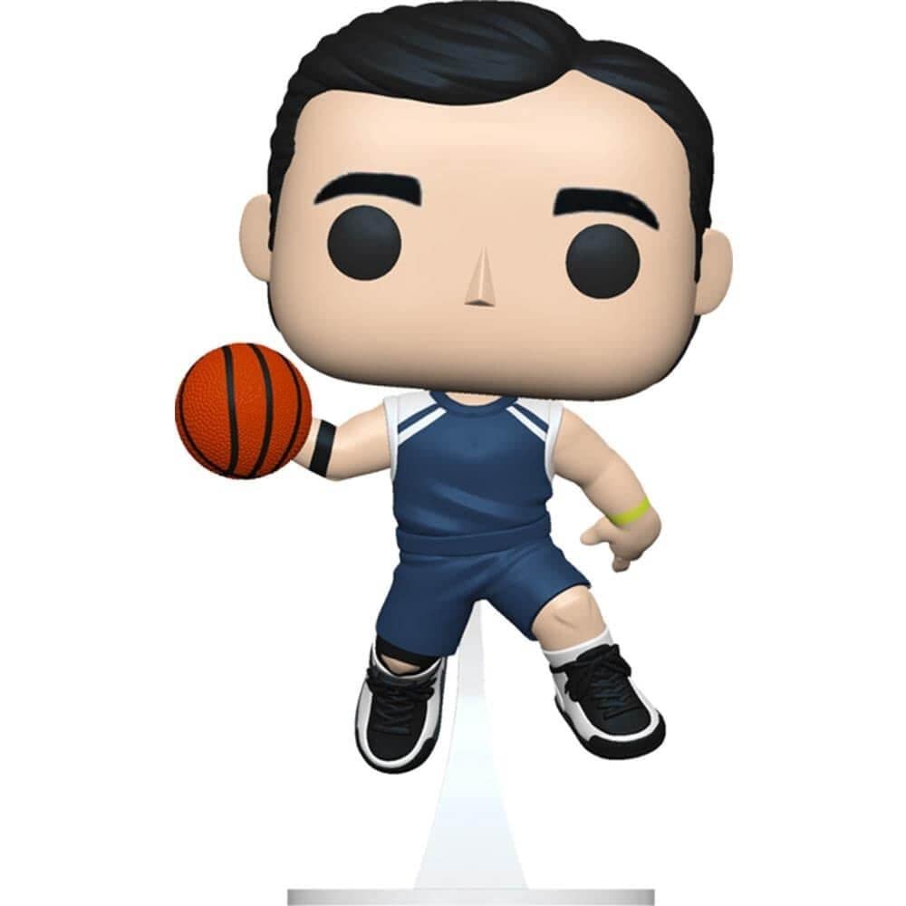 Funko POP! The Office Michael Scott Basketball Special Edition on a workspace shelf.
