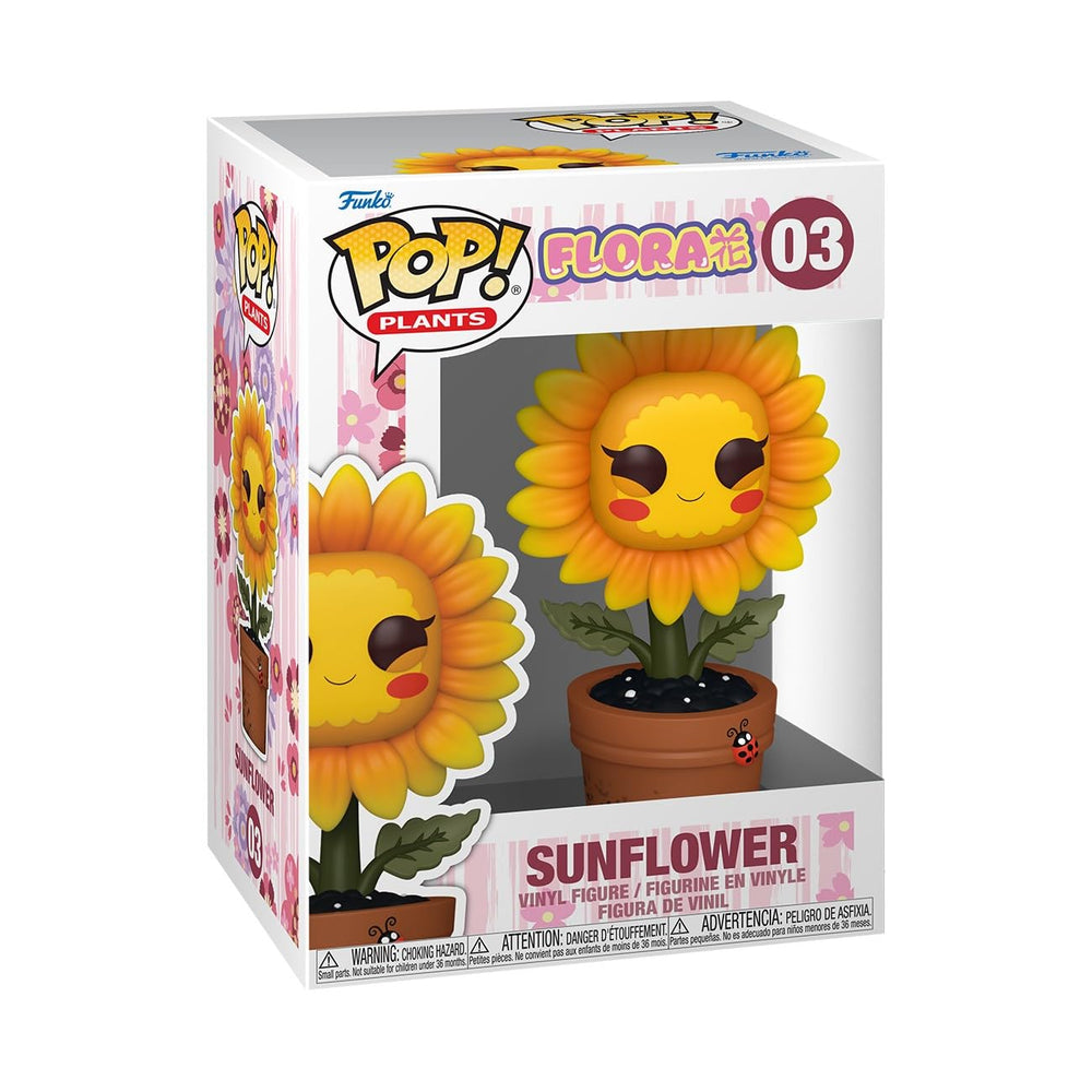 Funko Pop! Plants Sunflower on a desk display, ideal for collectors.