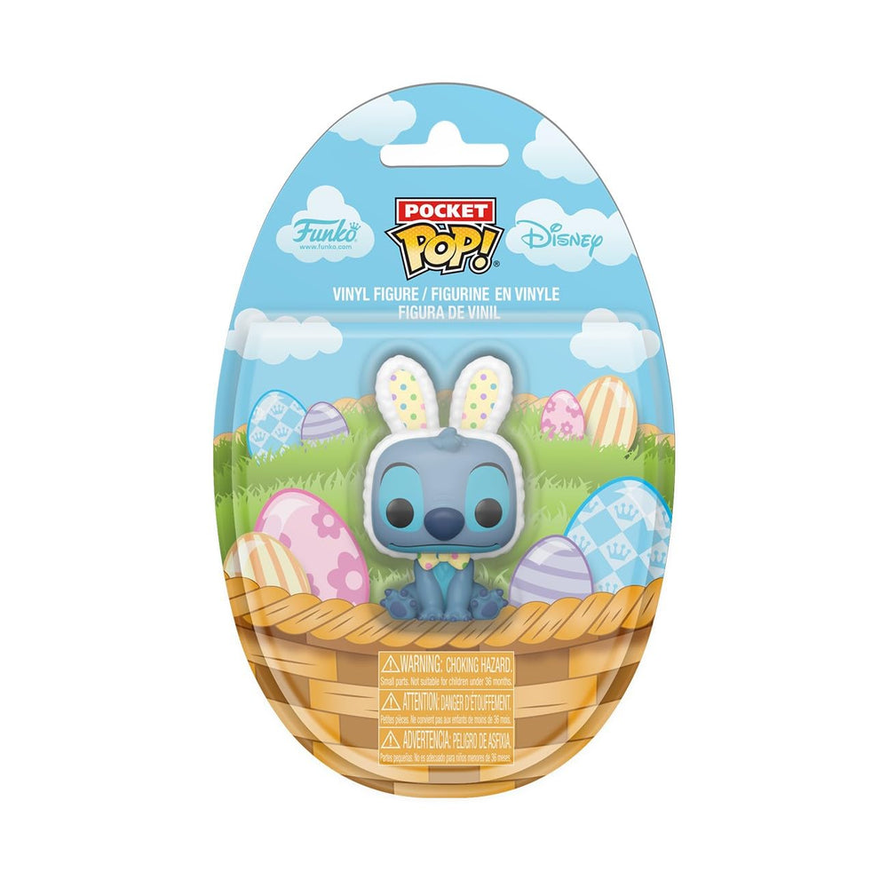 Funko Pocket Pop! Stitch in Easter egg packaging, ideal for display and gift-giving.