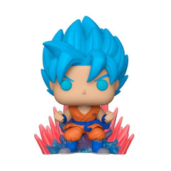 Funko Pop! Dragon Ball Super SSGSS Goku Kaio-Ken side view highlights a dynamic pose.