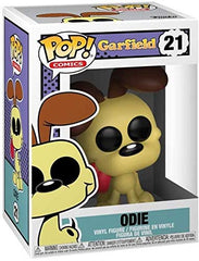 Funko Pop Garfield Odie with other Garfield figures makes a themed display.
