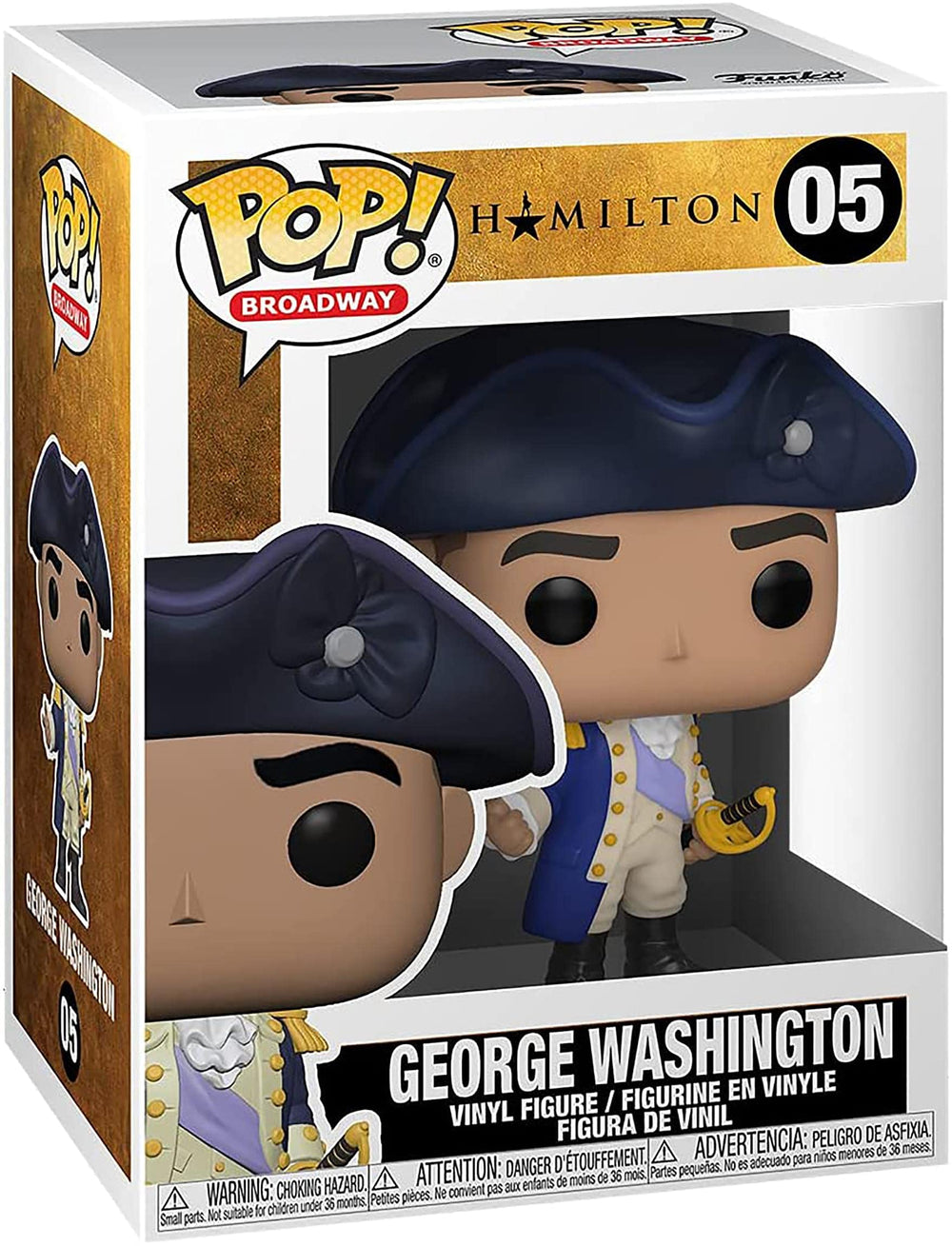 Funko Pop! Hamilton George Washington window box display scene.