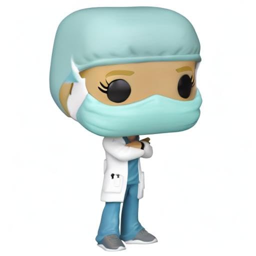 Collectible stand included with Funko Pop! Heroes Front Line Worker figure.