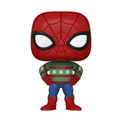 Funko Pop Marvel Spider-Man holiday figure on desk display