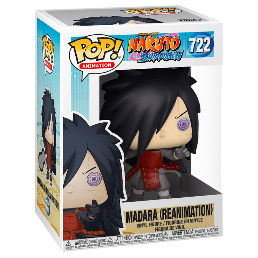 Funko Pop! Naruto Shippuden Madara Uchiha in red armor for premium display.