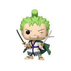 Funko POP! Roronoa Zoro 3.75-inch-tall figure ideal for compact shelves