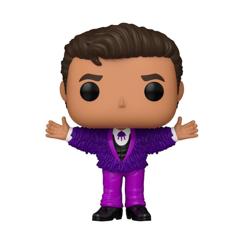 Funko Pop! Rocks Juan Gabriel purple ensemble figure enhances any music collectibles shelf.