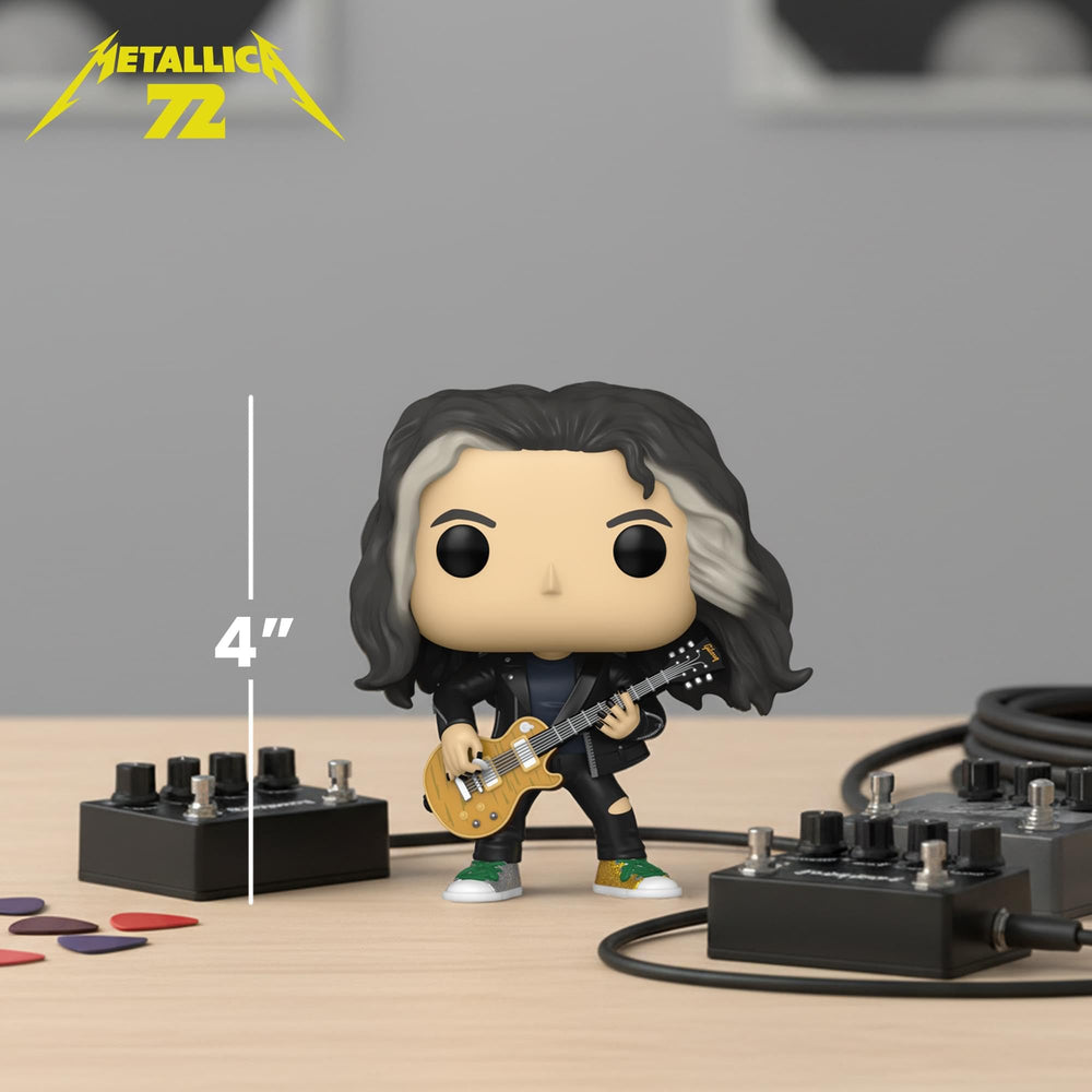 Front view of Kirk Hammett figure in Metallica-inspired outfit.