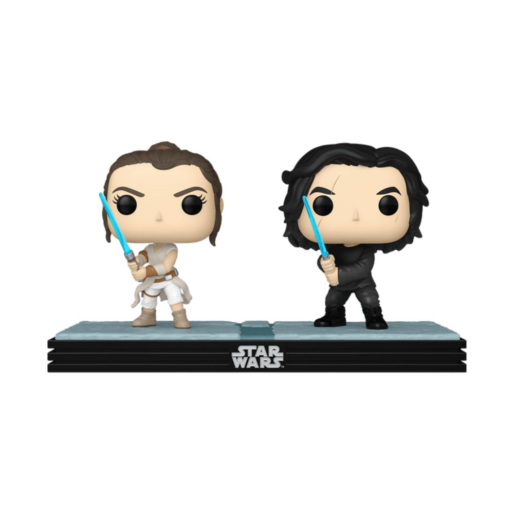 Funko Pop Star Wars 758 Rey & Kylo Ren Glows Exclusive packaging, ideal for shelf display