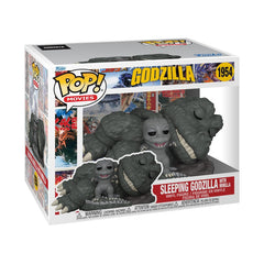Funko Pop! Super Sleeping Godzilla with Minilla figure for shelf display.