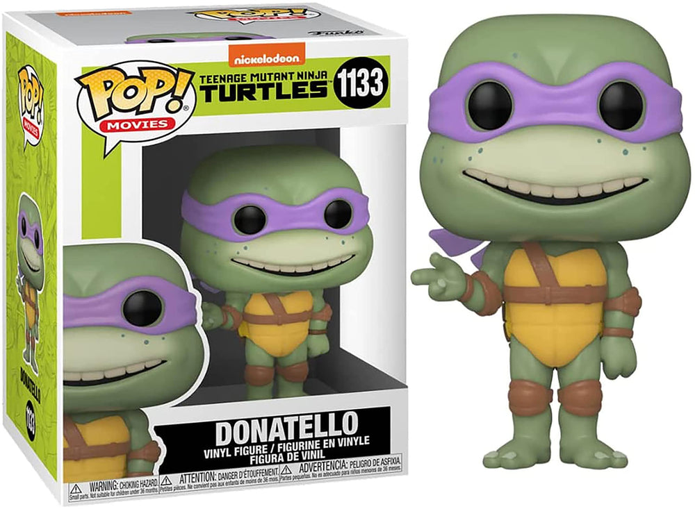 Funko Pop Donatello from TMNT Secret of the Ooze, side view, vivid collectible for fans.