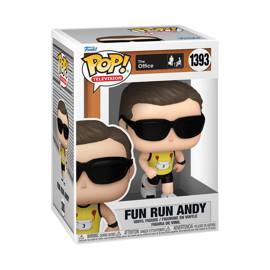 Funko Pop! The Office Andy Bernard Fun Run figure front view showcases detailed vinyl craftsmanship for display