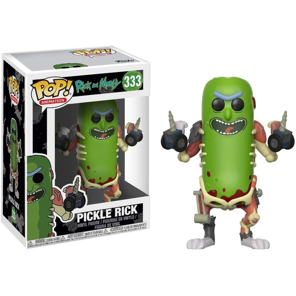Funko POP Pickle Rick figure for display and collection.