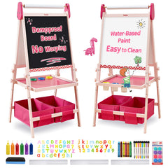 FUNLIO anti-warping easel pink offers a stable surface for kids' art sessions.