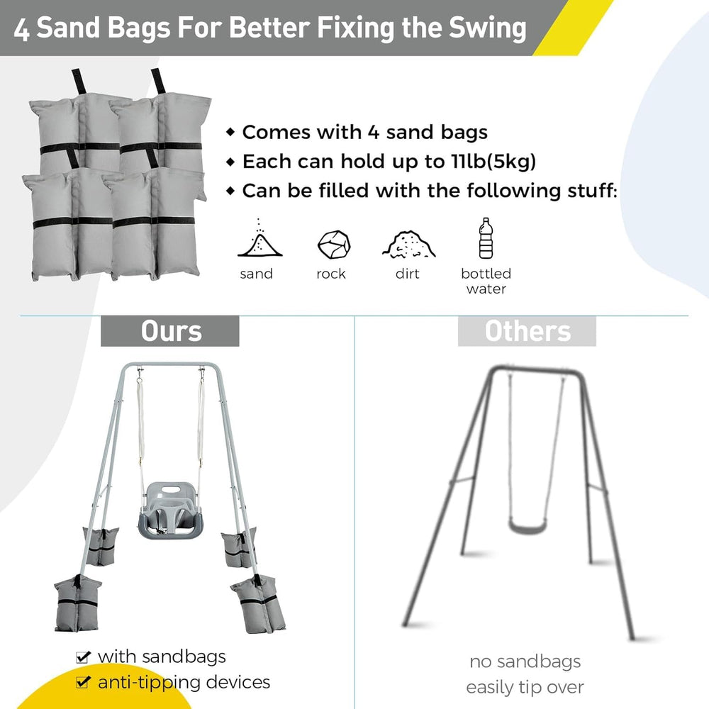 Funlio toddler swing with adjustable rope up to 49 inches for growing kids