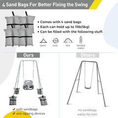 Funlio toddler swing with adjustable rope up to 49 inches for growing kids