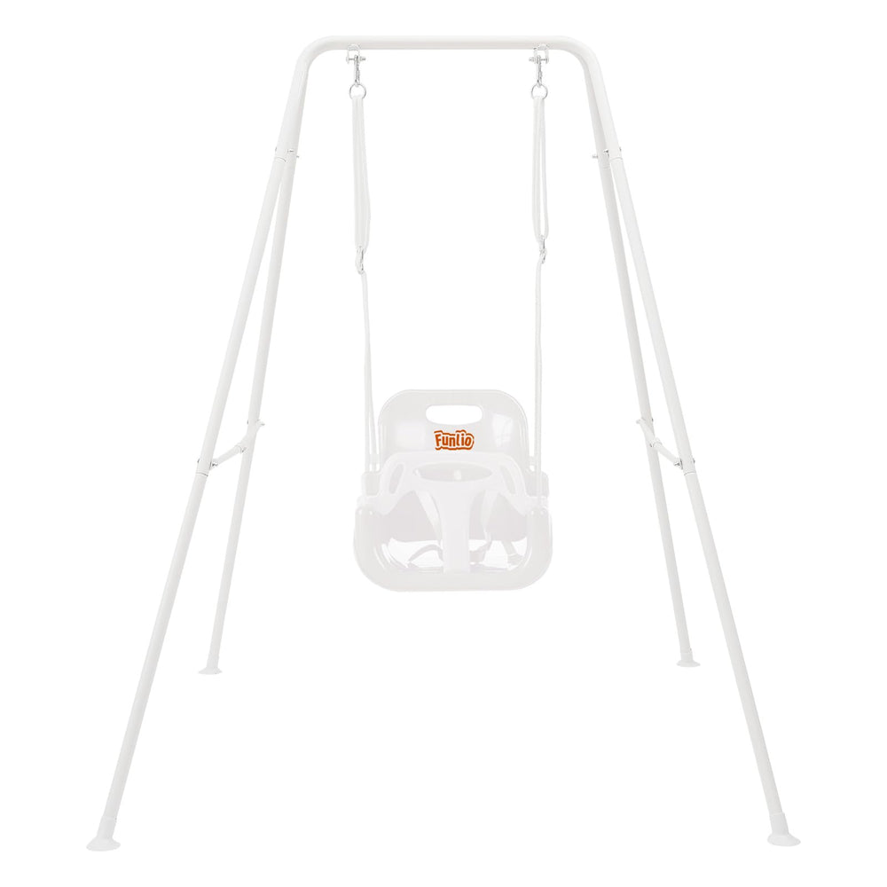FUNLIO toddler swing with foldable stand for easy setup and backyard fun