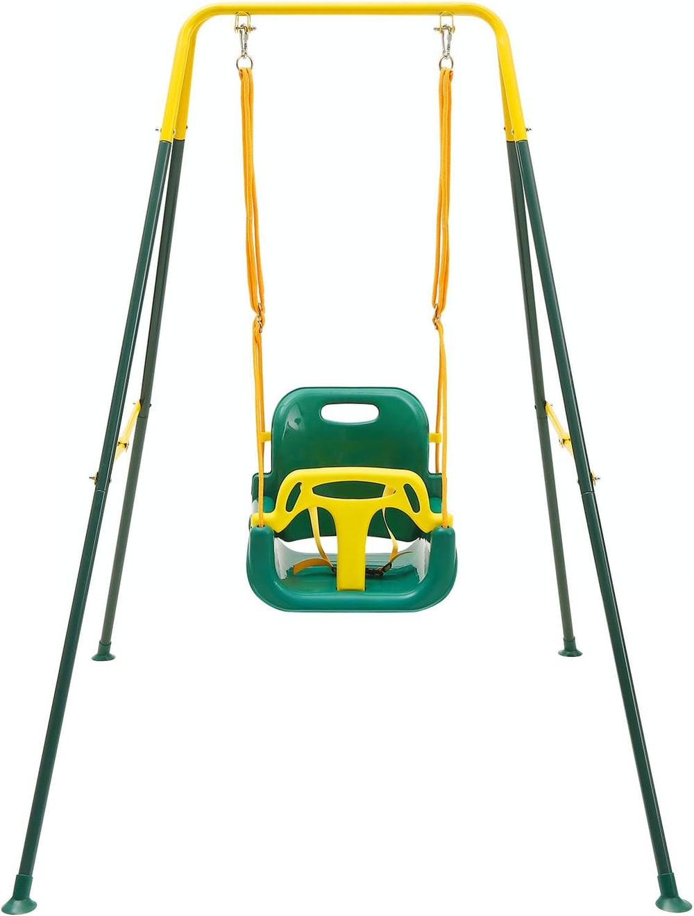 FUNLIO toddler swing with foldable stand for flexible indoor or outdoor play.