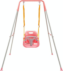 FUNLIO toddler swing with foldable stand, easy storage and versatile indoor/outdoor use.
