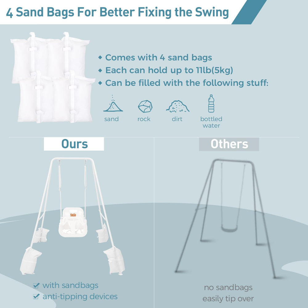 FUNLIO steel-frame swing offers durable support for safe play