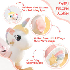 Funlio unicorn rocking horse rainbow horn detail for visual delight