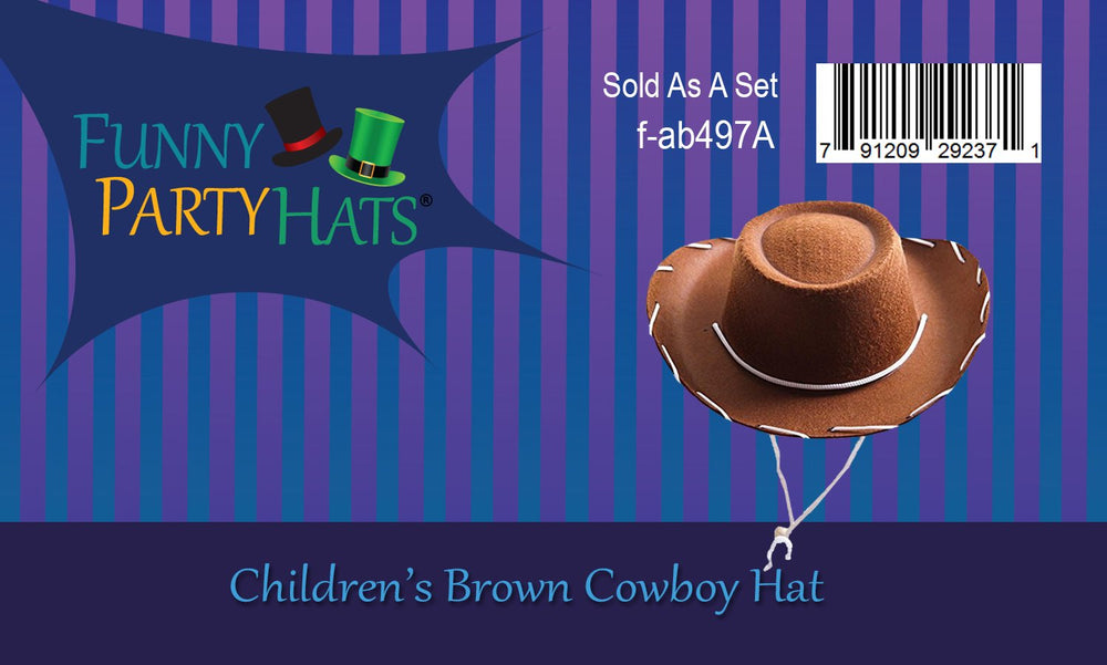 Funny Party Hats children's brown felt cowboy hat thick stiff felt for durable pretend play.