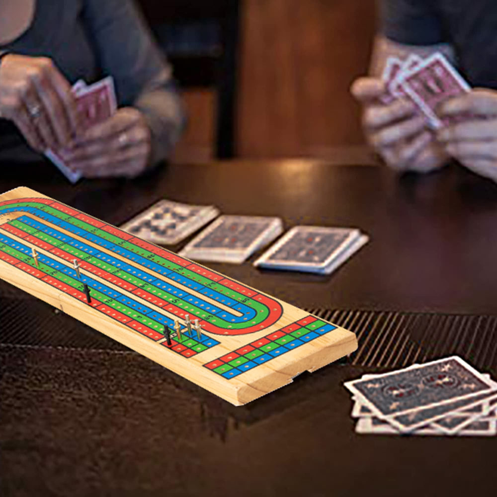 Foldable wooden design of FUNPENY cribbage board for travel and storage