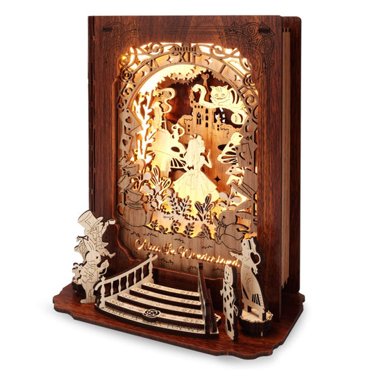 FUNPOLA Alice in Wonderland 3D puzzle nightlight glows softly for bedtime stories.